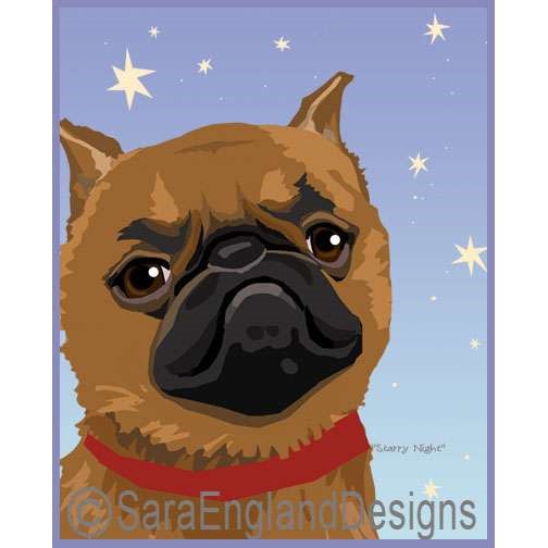Brussels Griffon - Starry Night - Two Versions - Red