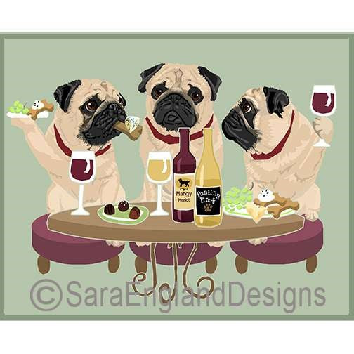 Pug - Dogs Wineing - Three Versions - Fawn