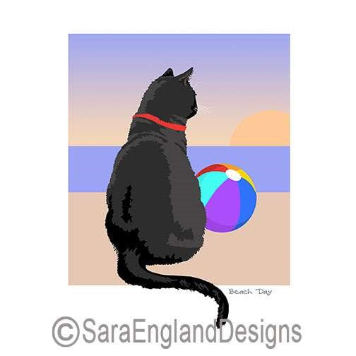 Cats - Beach Day - Two Versions - Black