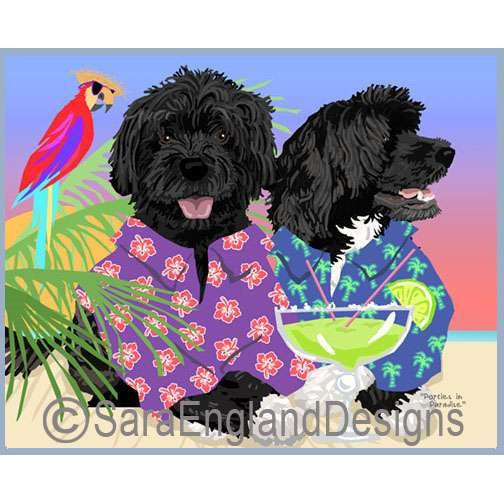 Portuguese Water Dog - Paradise - Two Versions - Black