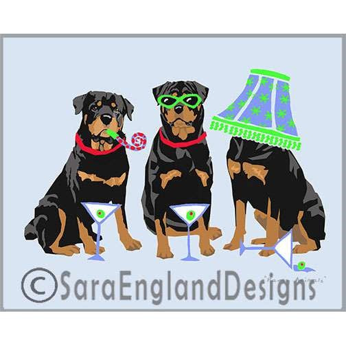 Rottweiler - Party Animals — Sara England Designs