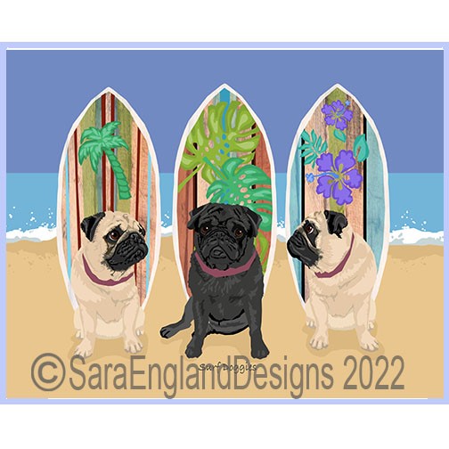 Pug - Surf Doggies - Three Versions - Mixed