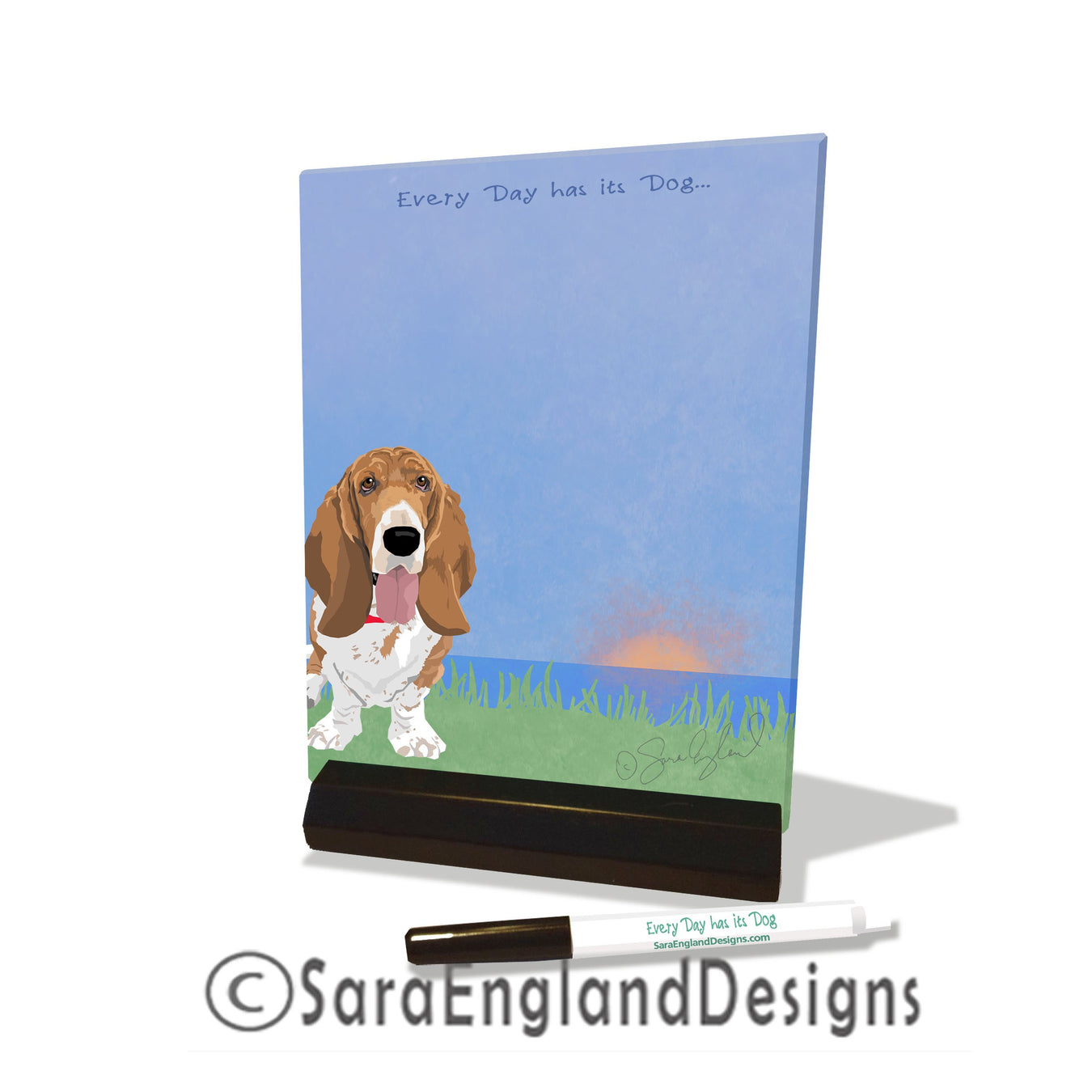 Dry Erase Tile - Two Versions - Basset Hound