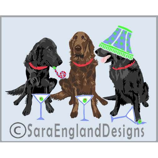 Flat Coated Retriever - Party Animals - Two Versions - Mixed