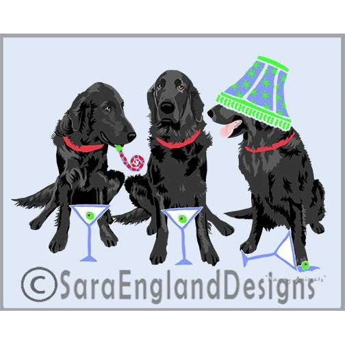Flat Coated Retriever - Party Animals - Two Versions - Black