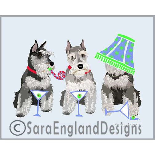 Schnauzer-Miniature - Party Animals - Two Versions - Cropped Ears