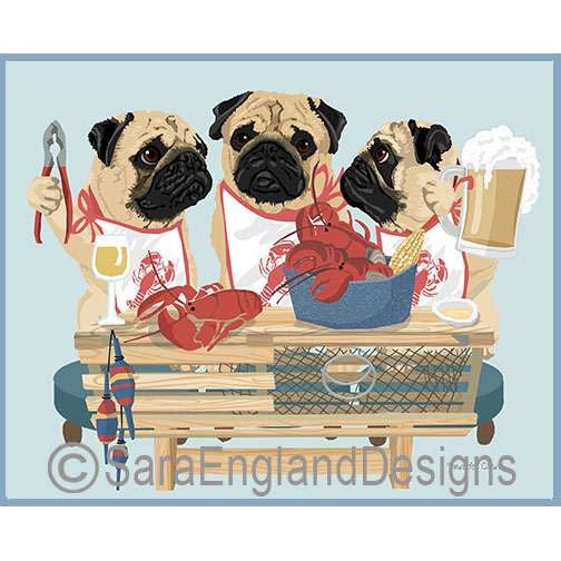 Pug - Lobster Feast - Two Versions - Fawn