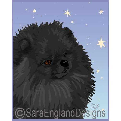 Pomeranian - Starry Night - Three Versions - Black