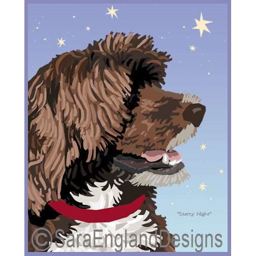 Portuguese Water Dog - Starry Night - Three Versions - Brown