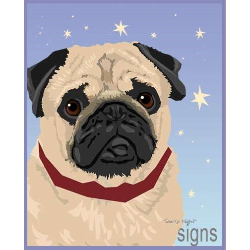 Pug - Starry Night - Two Versions - Fawn