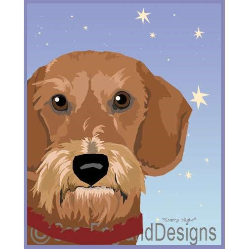 Dachshund-Wire - Starry Night - Two Versions - Red